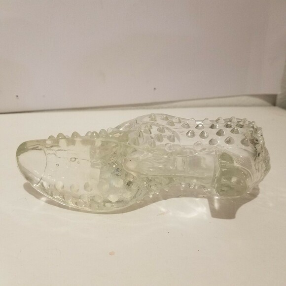 Fenton Clear Glass Hobnail Shoe Slipper with Cat head - Partial Opalescent - Picture 12 of 12